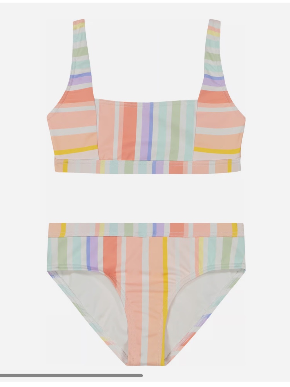 Billabong Girls' Pastel Stripe Two-Piece Bikini - Coral, Mint, Lavender, Yellow